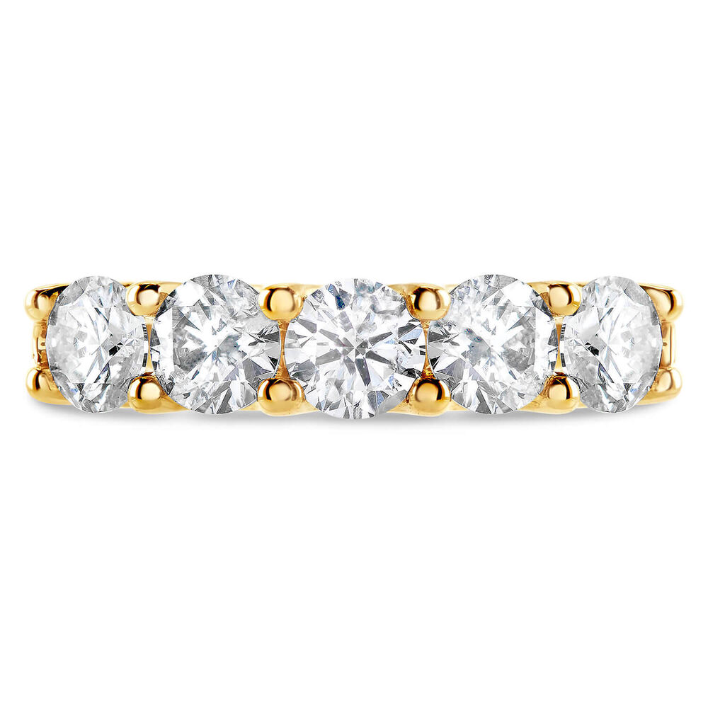 18ct Yellow Gold 5 Round Cut Diamond Stones 0.92ct Ring image number 1