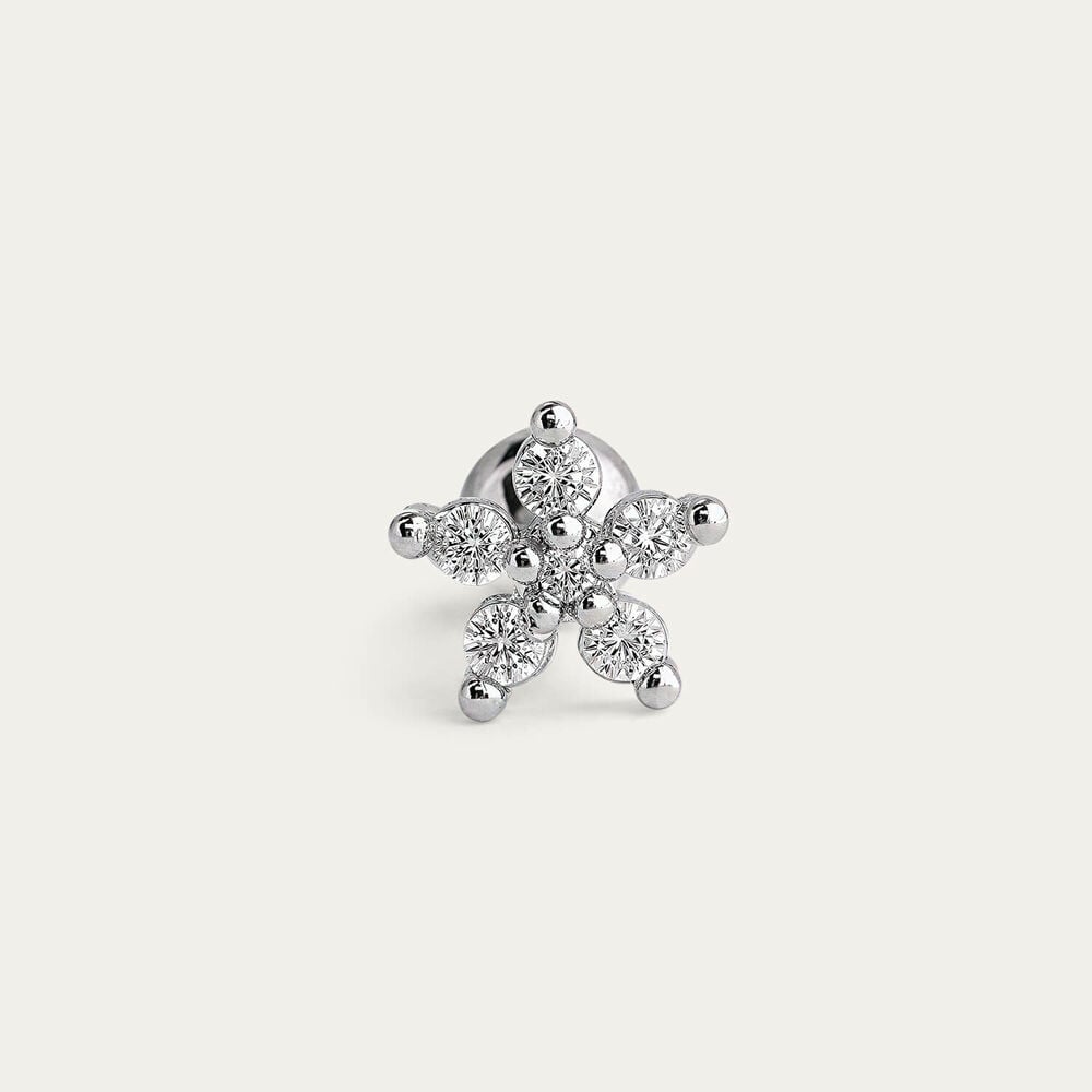 Sterling Silver Cubic Zirconia Flower Single Stud Earring