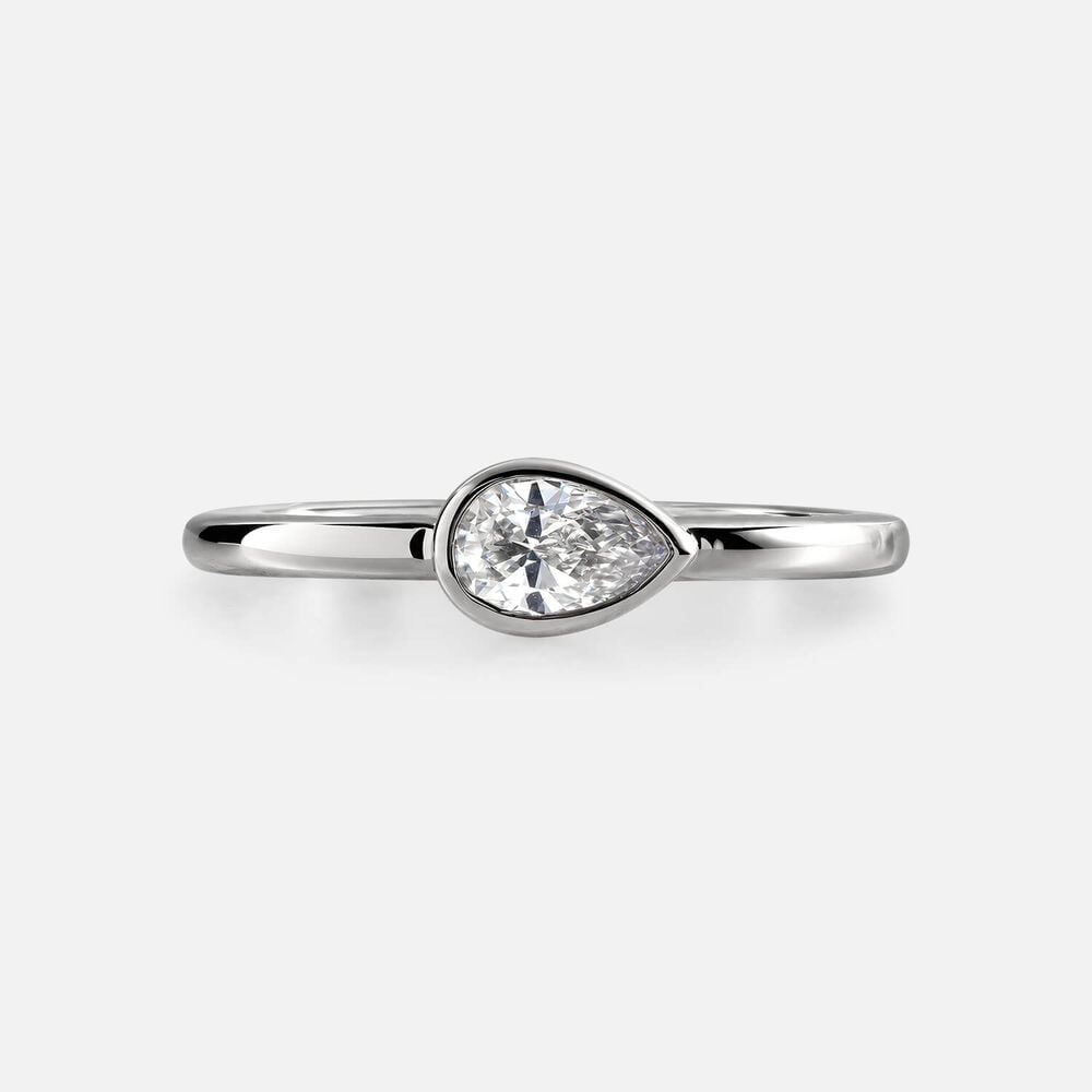 Born Contour 9ct White Gold 0.25ct Pear Lab Grown Diamond Bezel Set Ring