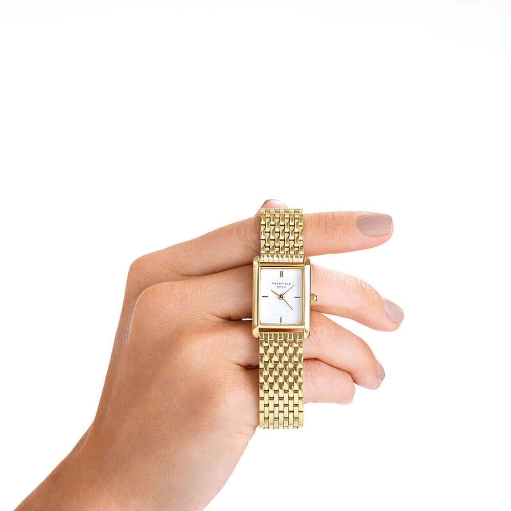 Rosefield Heirloom Gold 23.5x30.6mm White Dial 23k Gold Plated Steel Bracelet Watch image number 2