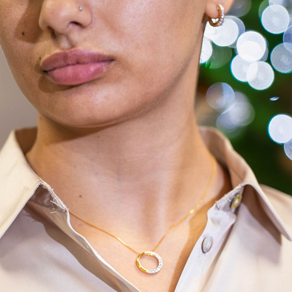 9ct Yellow & White Gold 0.33ct Diamond Eternal Circle Pendant image number 5