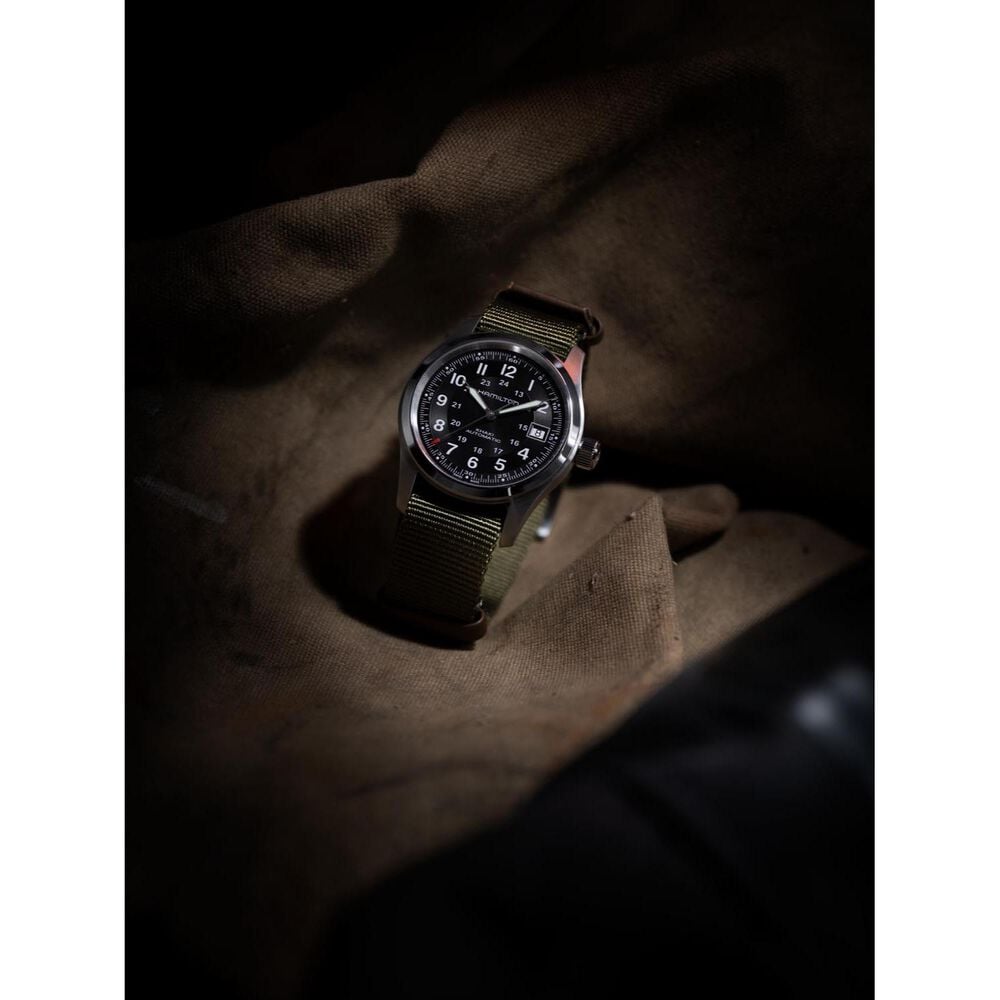 Hamilton Khaki Field Call of Duty Auto 38mm Black Dial Green Fabric Strap Watch image number 6