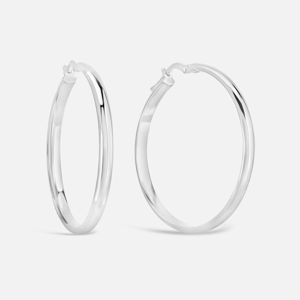 Sterling Silver Plain 30MM Hinged Hoop Earrings
