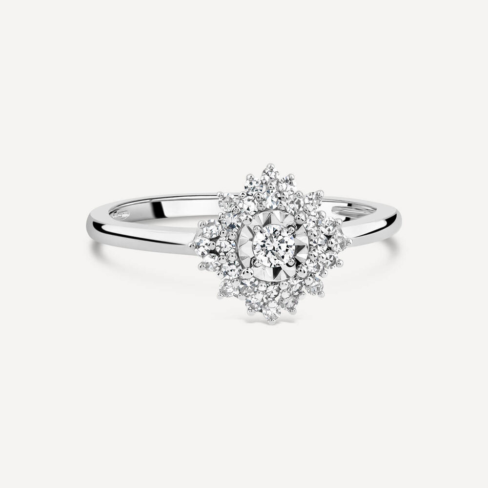 9ct White Gold 0.27ct Diamond Illusion Set Cluster Ring image number 2