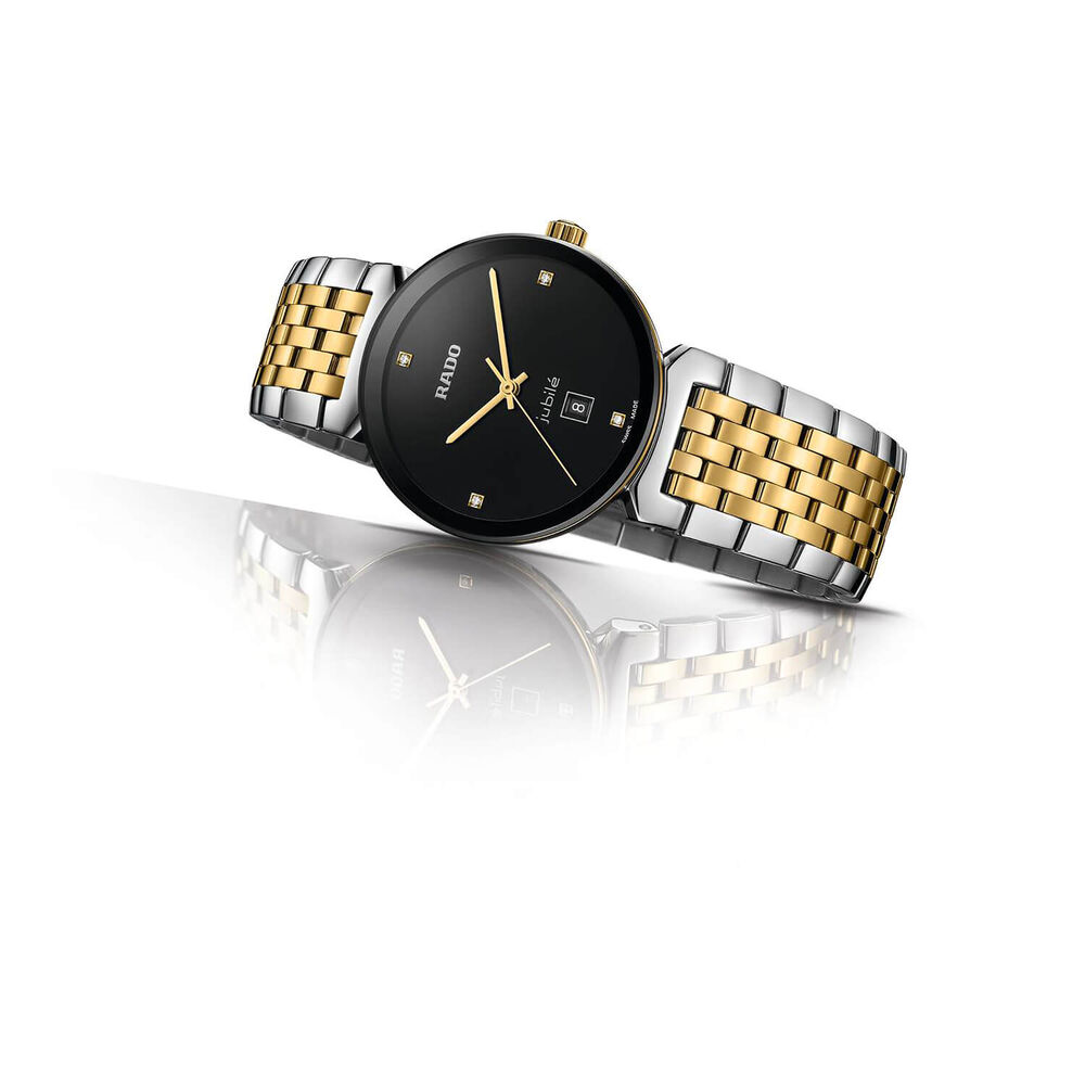 Rado Florence 30mm Quartz Black Diamond Dot Dial Steel & Yellow Gold Case Bracelet Watch image number 1