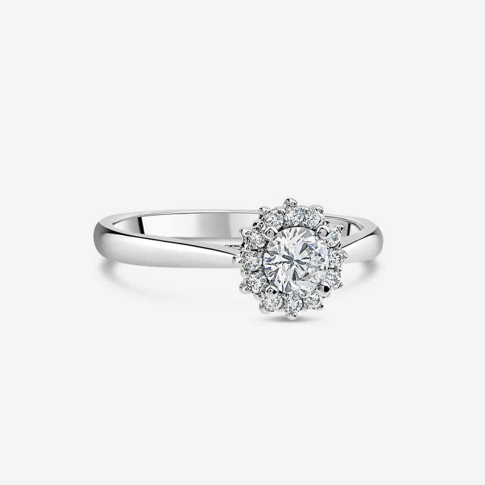 18ct White Gold Northern Star 0.55ct Diamond Classic Halo Ring image number 2