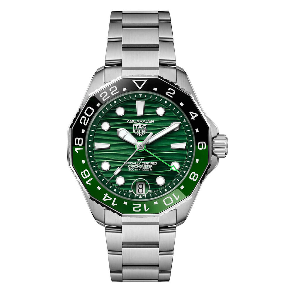 TAG Heuer Aquaracer Professional 300 GMT 42mm Green Dial & Bezel Stainless Steel Bracelet Watch image number 0