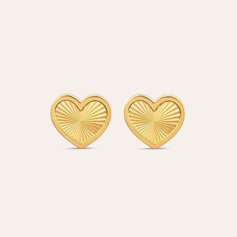 9ct Yellow Gold Heart Stud Earrings