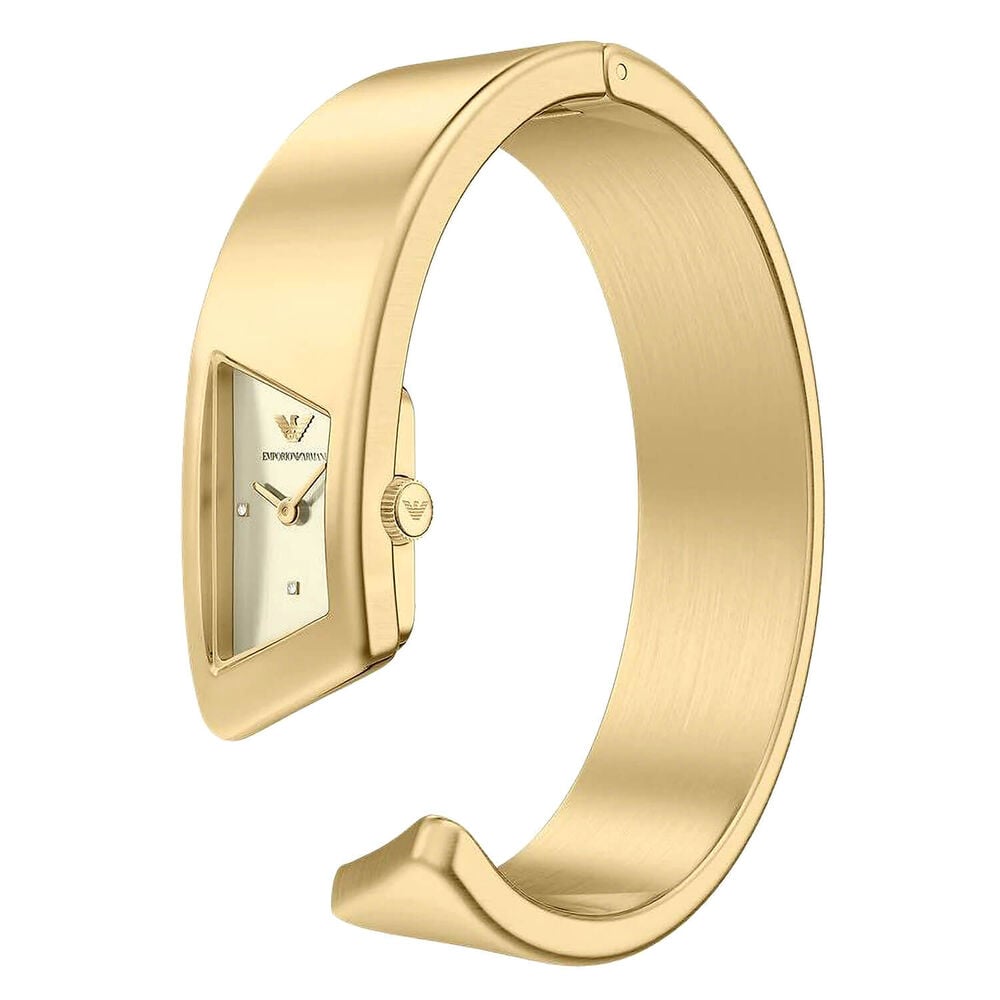 Emporio Armani 20mm Pale Gold Dial Gold Tone Stainless Steel Bangle Bracelet Watch