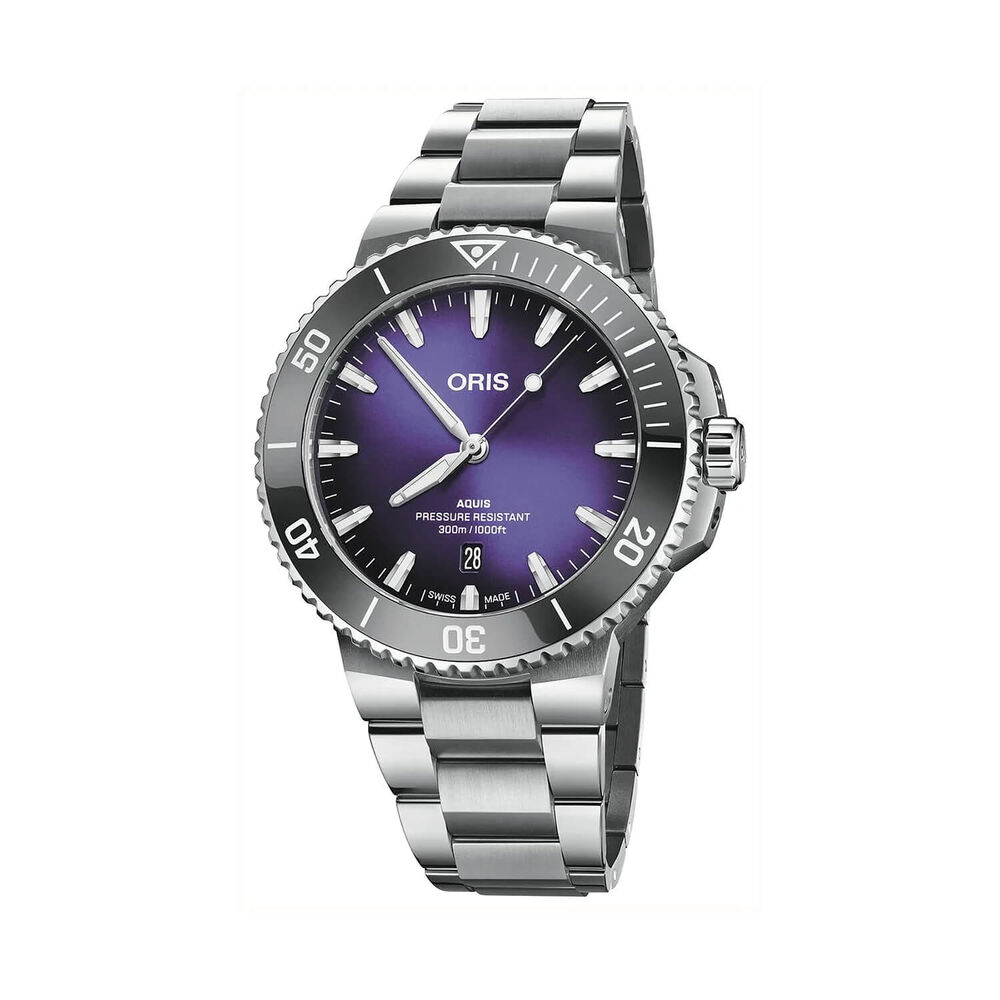 Oris Aquis Date Taste Of Summer 43.5mm Purple Dial Stainless Steel Bracelet Watch