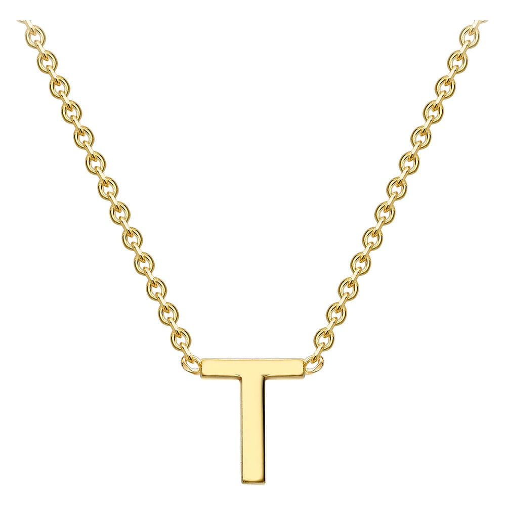 9 Carat Yellow Gold Petite Initial T Necklet (Special Order) image number 1