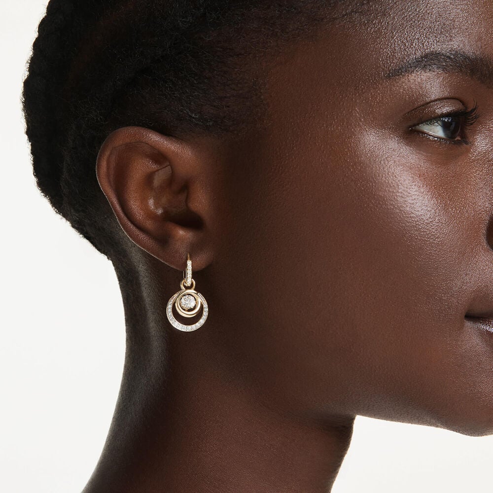 Swarovski Hyperbola Crystals & Cubic Zirconia 18ct Yellow Gold Finished Drop Earrings