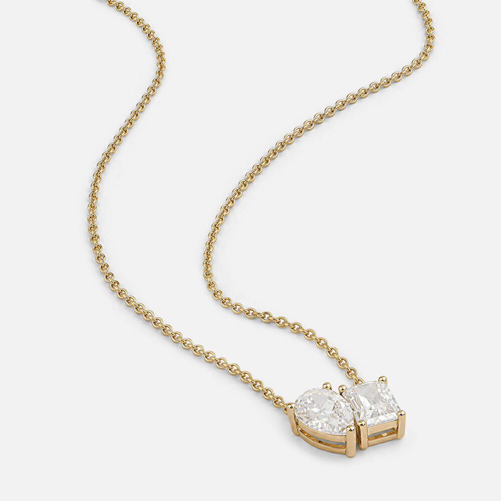 Yellow Gold Plated Sterling Silver Toi et Moi Cubic Zirconia Pendant