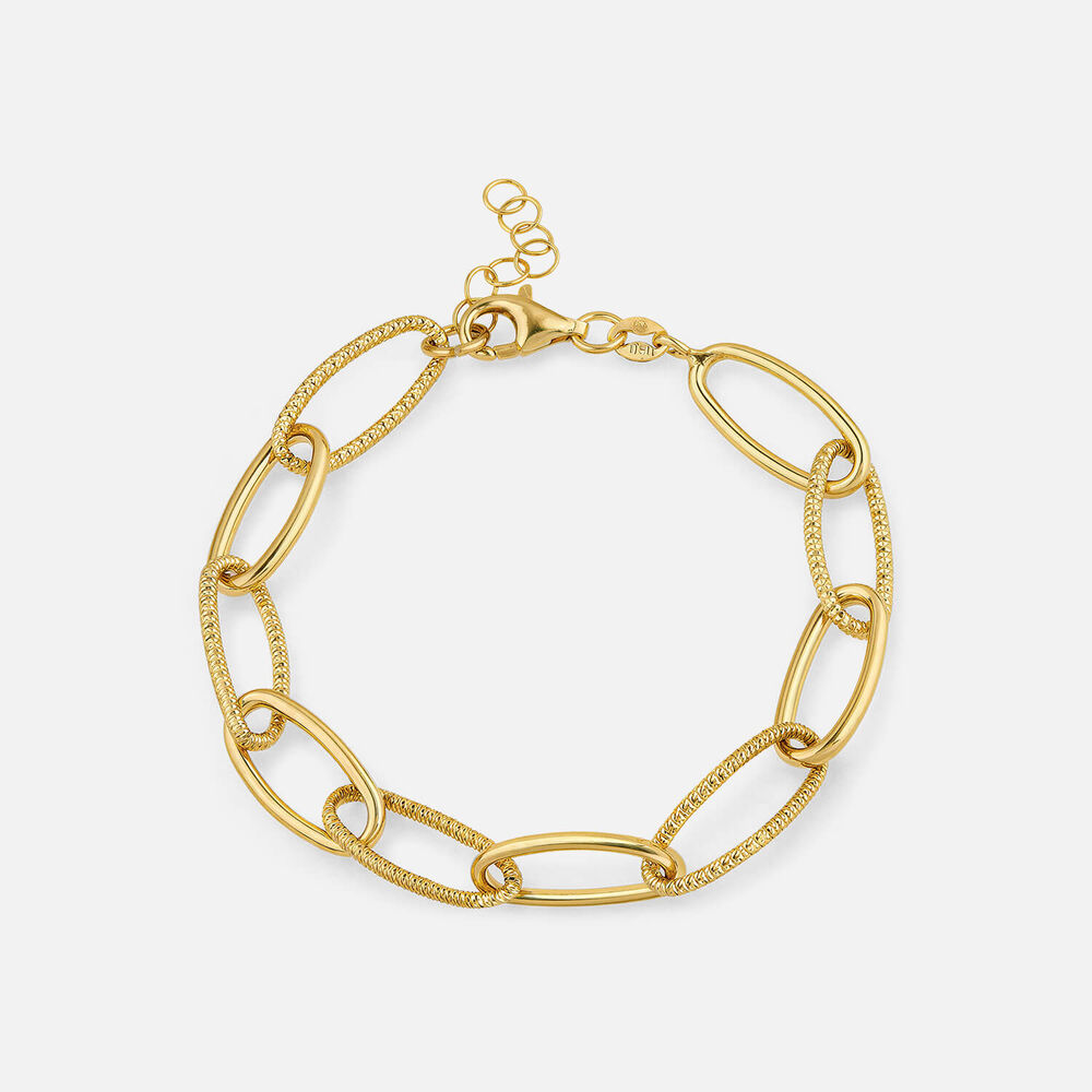 Yellow Gold Plated Sterling Silver Open Curb Link Bracelet