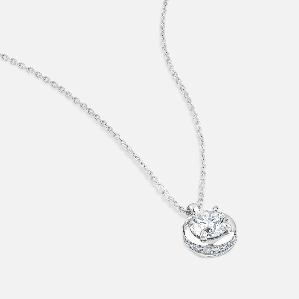 Born Orbit 9ct White Gold Lab Grown 0.82ct Round Diamond Pendant