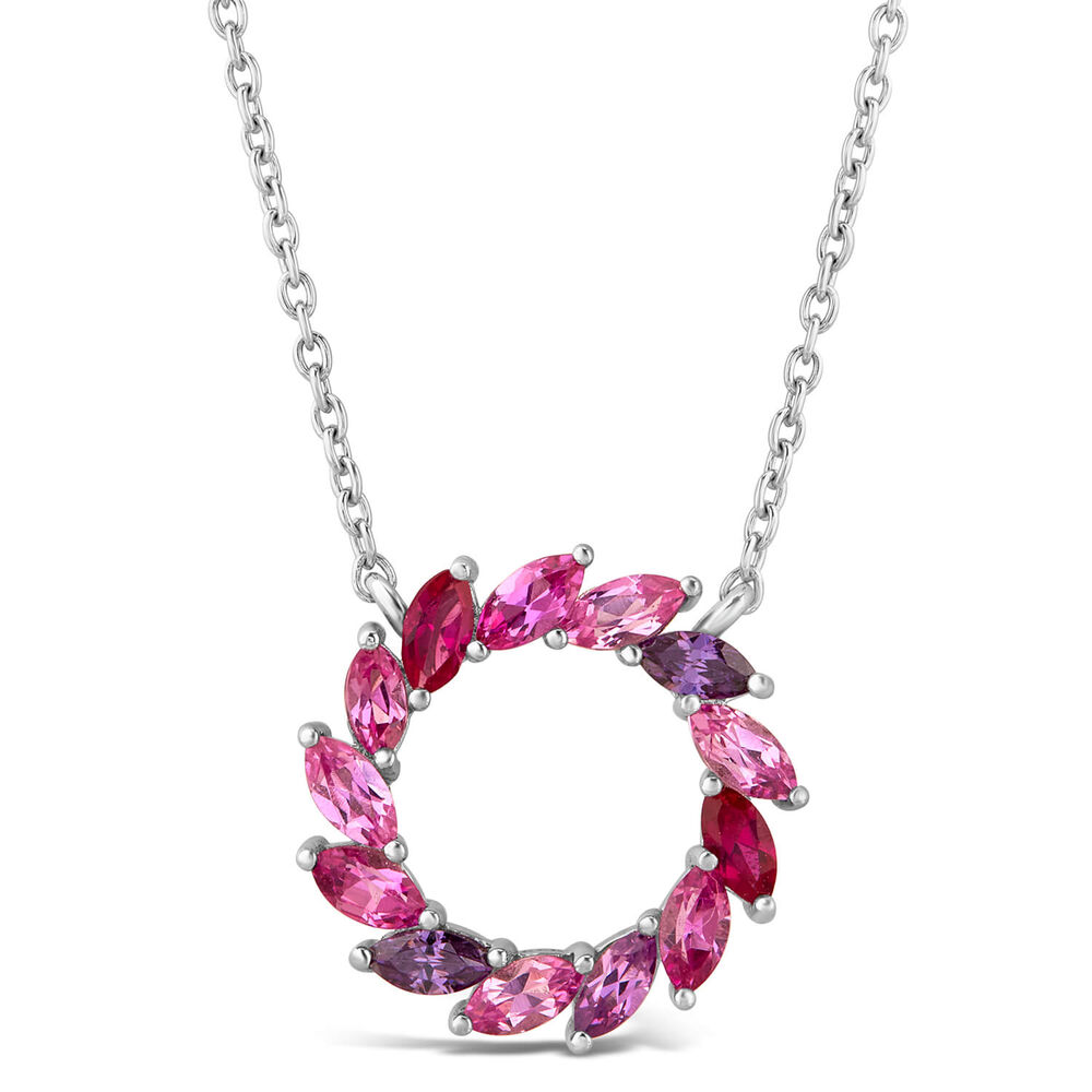 Sterling Silver Multicoloured Open Circle Pendant (Chain Included)
