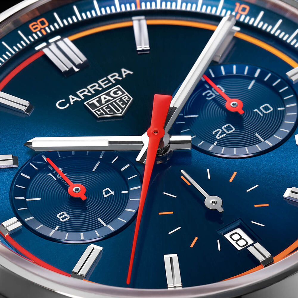 TAG Heuer Carrera 42mm Blue Dial & Strap Red Detail Watch image number 4