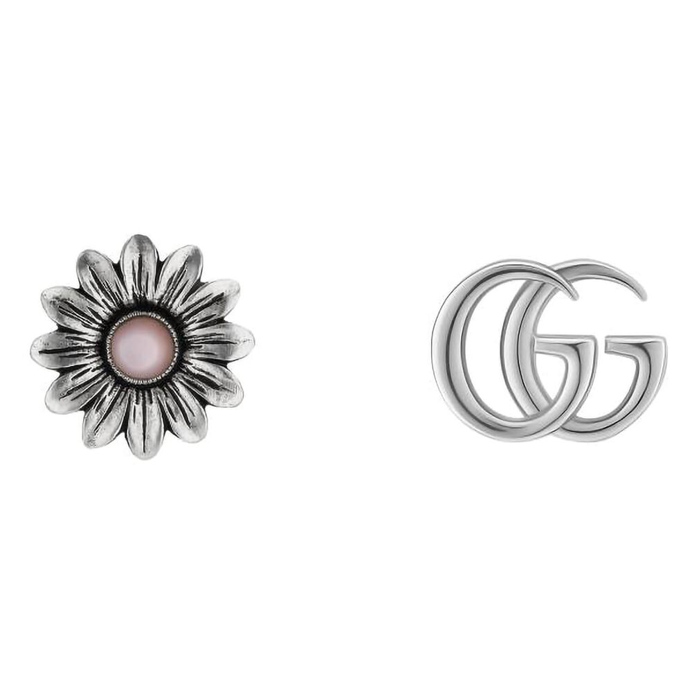 Gucci GG Marmont Sterling Silver Pink Mother of Pearl Stud Earrings