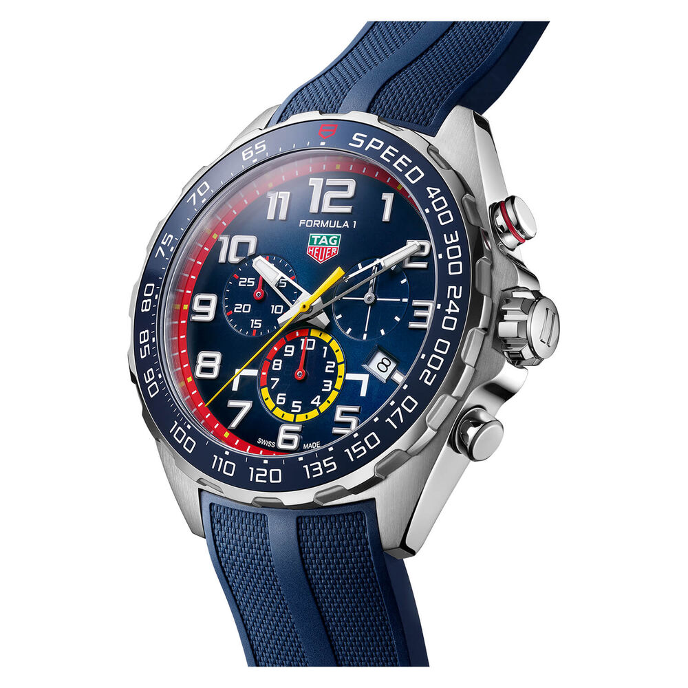 TAG Heuer Formula 1 Red Bull Quartz 43mm Chronograph Blue Dial Blue Rubber Strap Watch image number 2