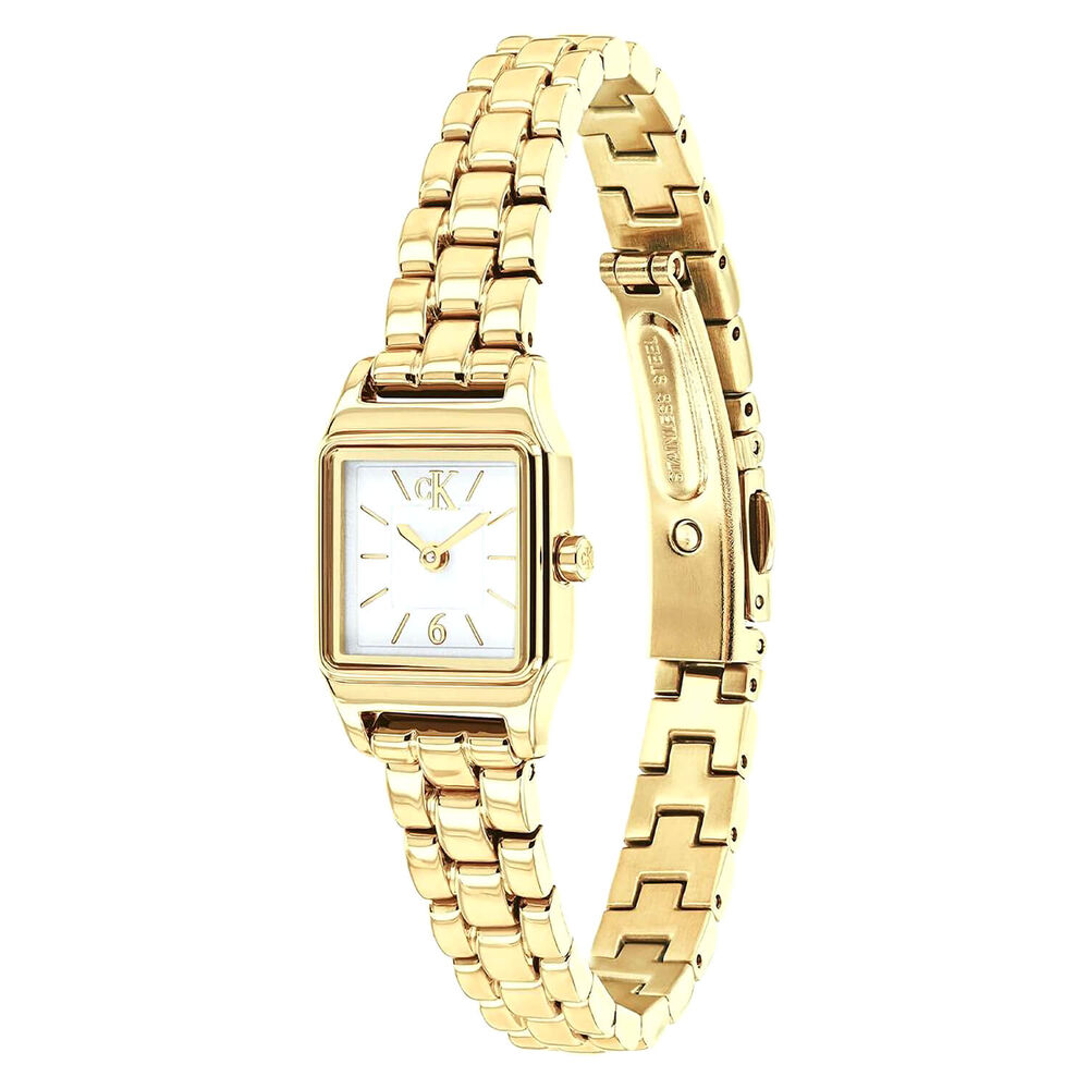 Calvin Klein Soft Form 16mm White Dial Gold Tone Stainless Steel Bracelet Watch