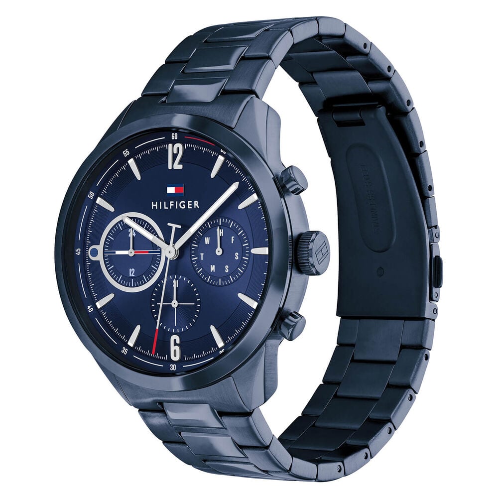 Tommy Hilfiger Chronograph 44mm Quartz Blue Dial Blue IP Bracelet Watch image number 1