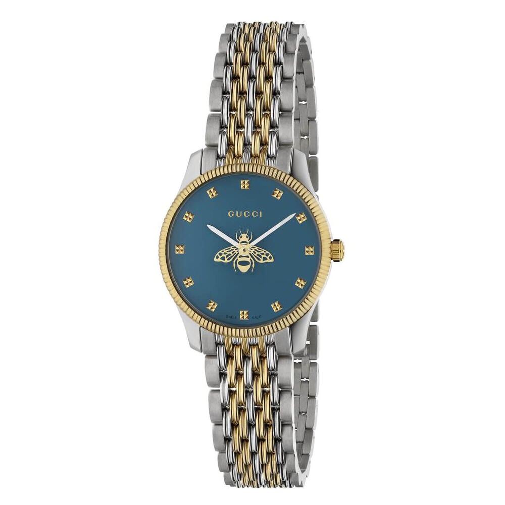 Gucci Timeless 29mm Blue Dial Yellow Gold Pvd Case Bracelet