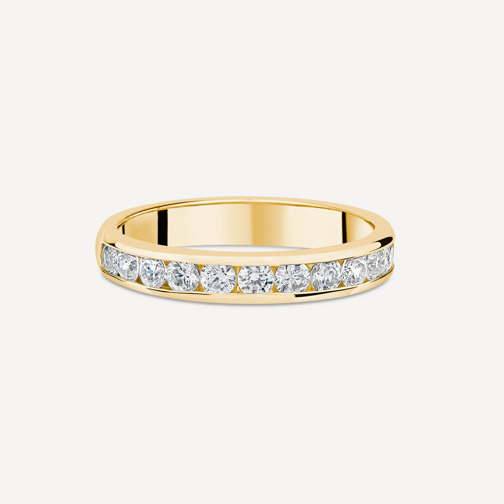 9ct Yellow Gold 3.5mm 0.60ct Diamond Channel Set Wedding Ring image number 2