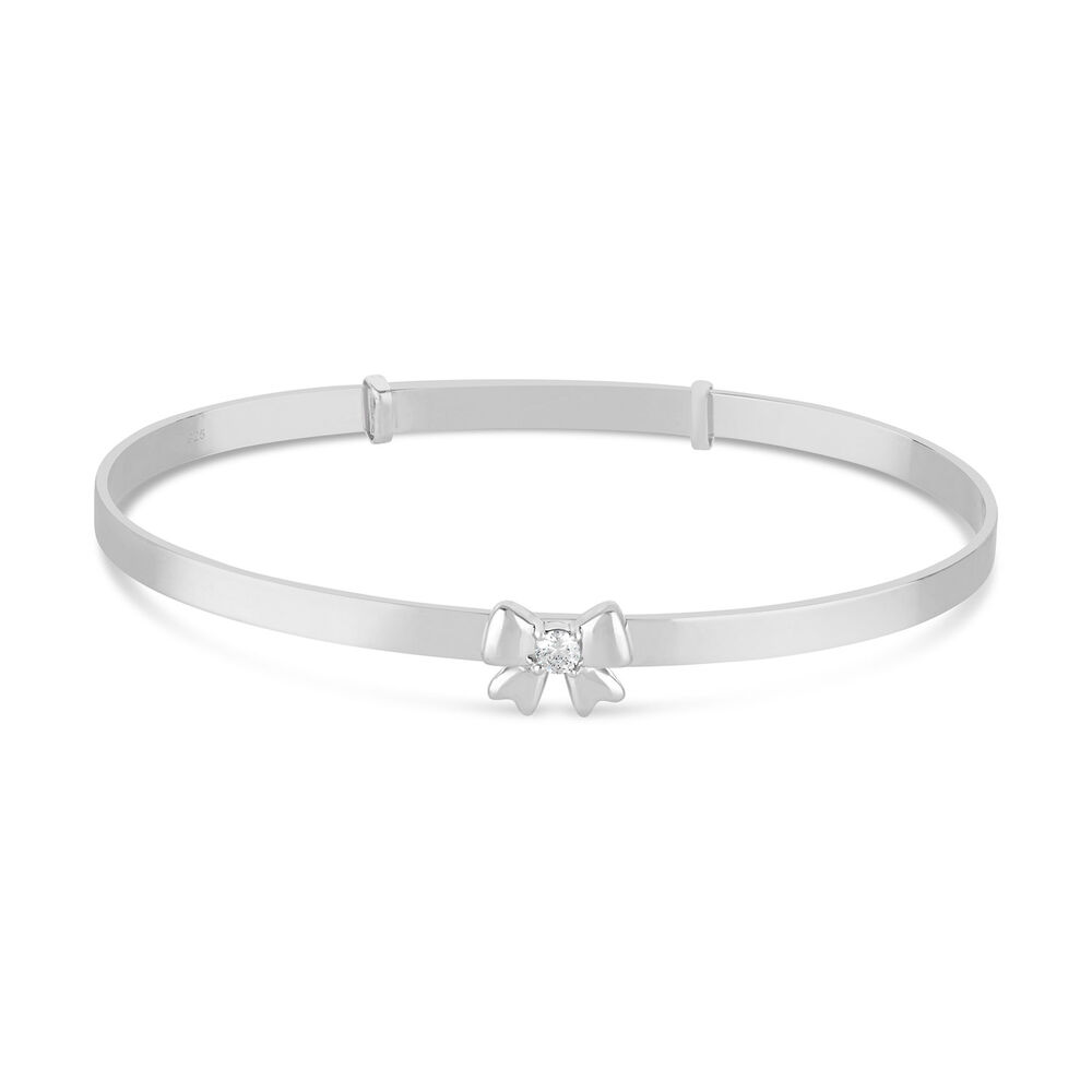 Little Treasure Sterling Silver Cubic Zirconia Bow Bangle image number 0