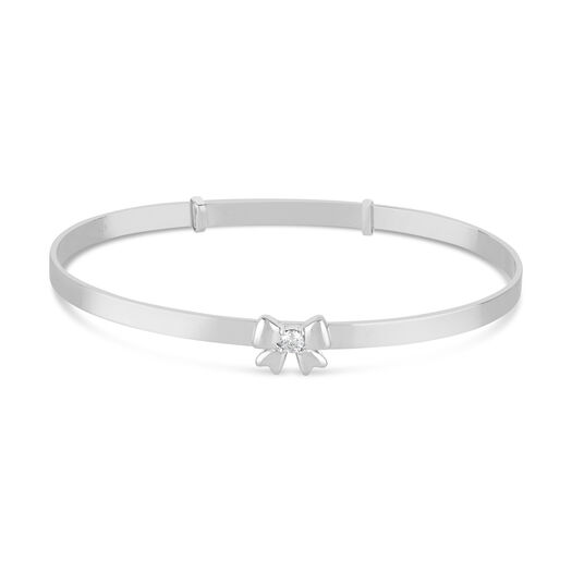 Little Treasure Sterling Silver Cubic Zirconia Bow Bangle