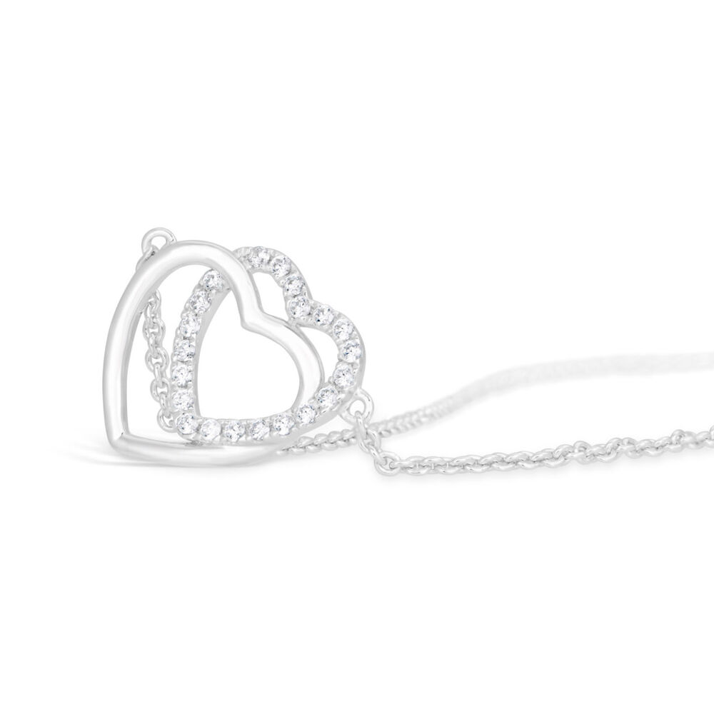 Ladies Sterling Silver Interlocking Heart Necklace image number 1