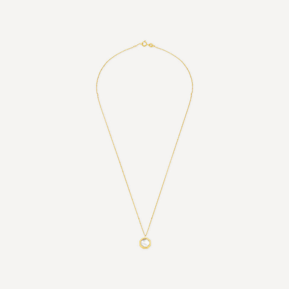 9ct Yellow Gold Hexagon Shaped Mother of Pearl Pendant image number 2