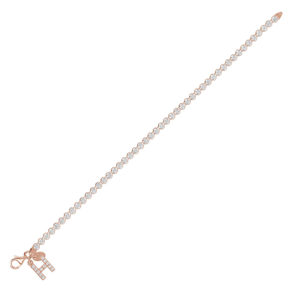 Bronzallure Tennis Gemstone With Charm Initial H Bracelet