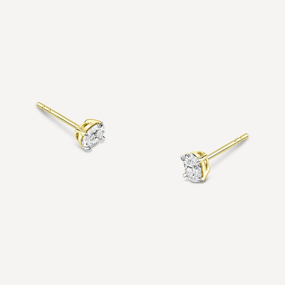 18ct Yellow Gold Lab Grown 0.40ct Diamond Oval Stud Earrings