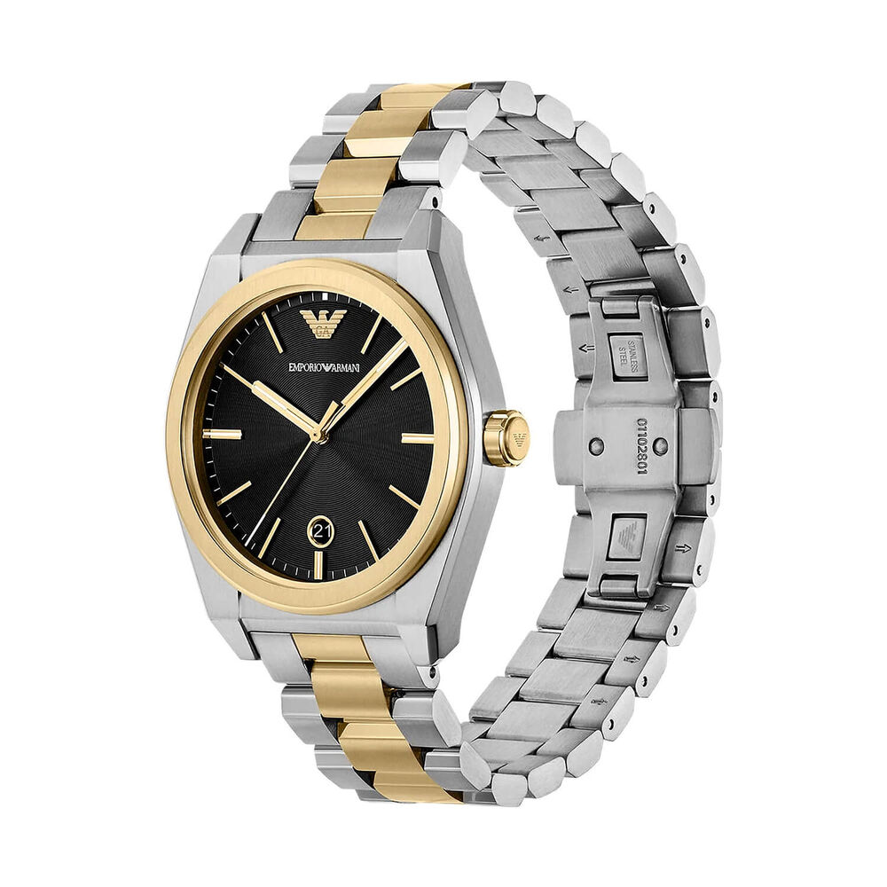 Emporio Armani 41mm Black Dial Two Tone Stainless Steel Watch image number 1