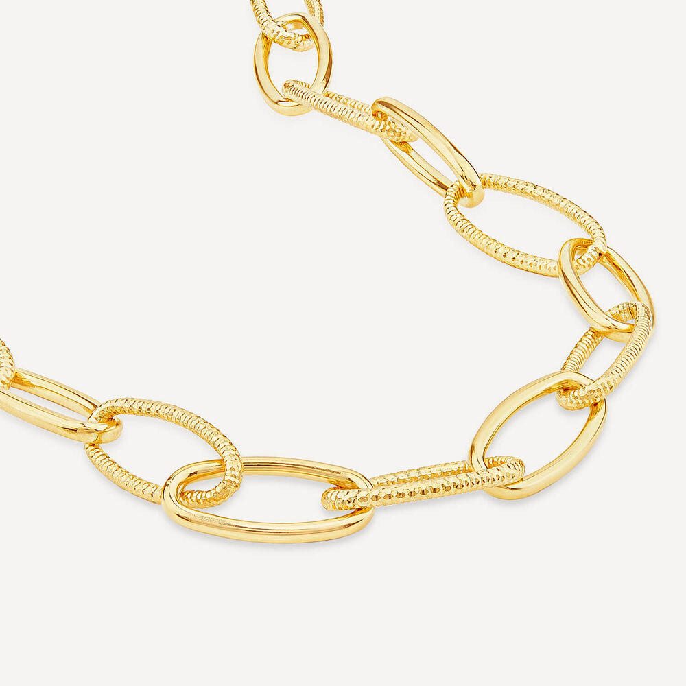Silver & Yellow Gold Plated Open Curb Link Necklet image number 3