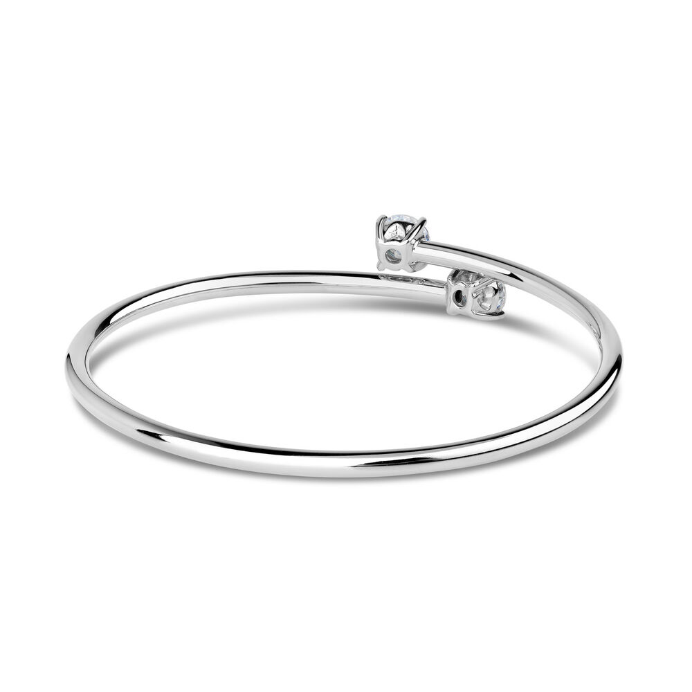 Sterling Silver Cubic Zirconia Twist Bangle image number 2