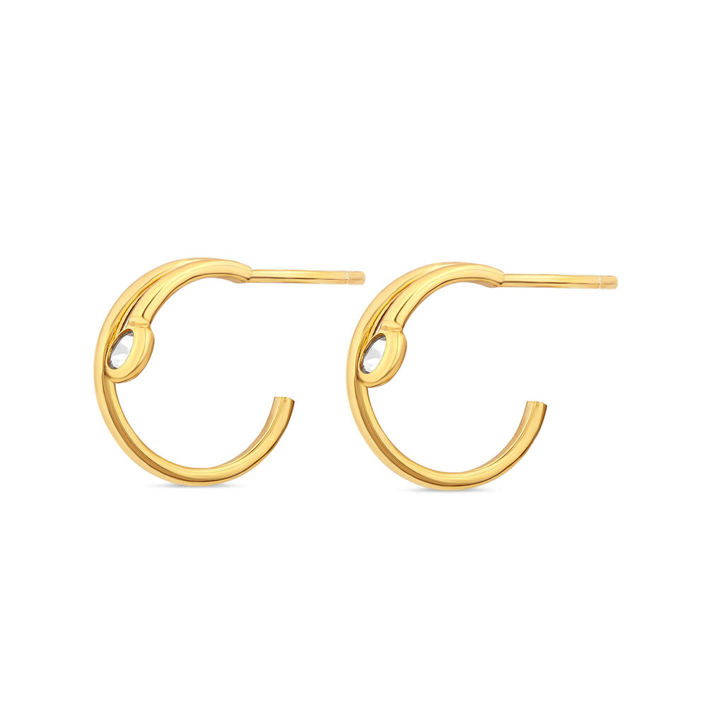Yellow Gold Plated Sterling Silver Cubic Zirconia Open Double Hoop Earrings