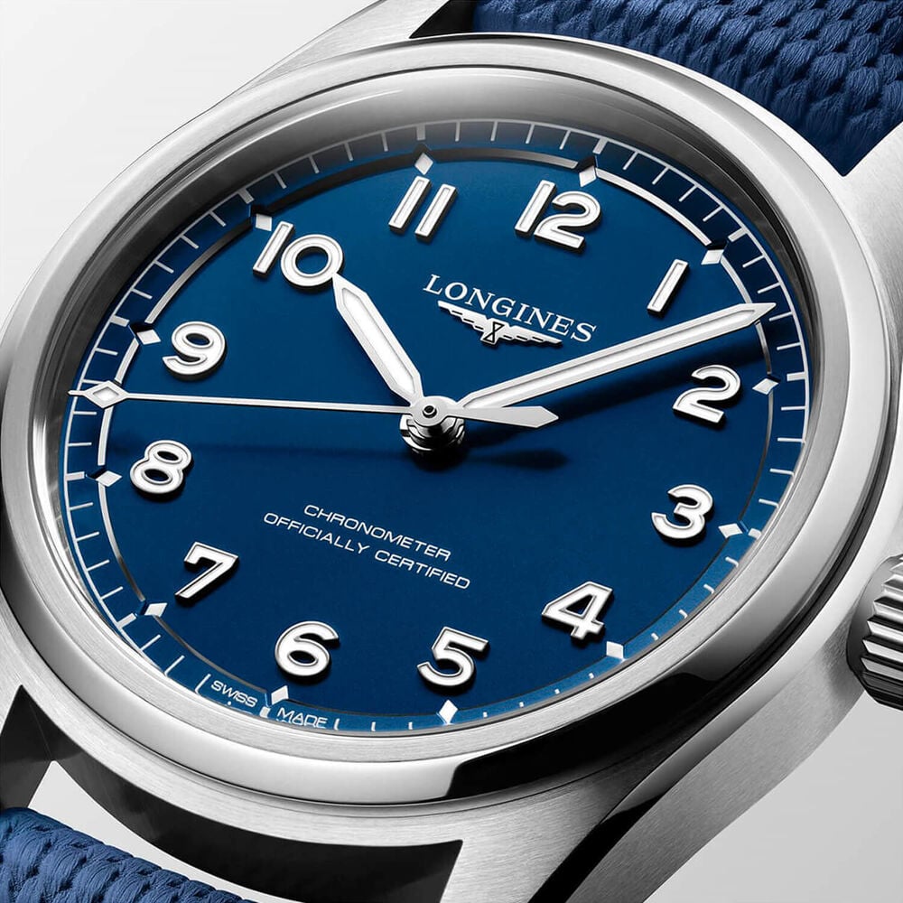 Longines Spirit Pilot 39mm Blue Dial & Blue Rubber Strap Watch