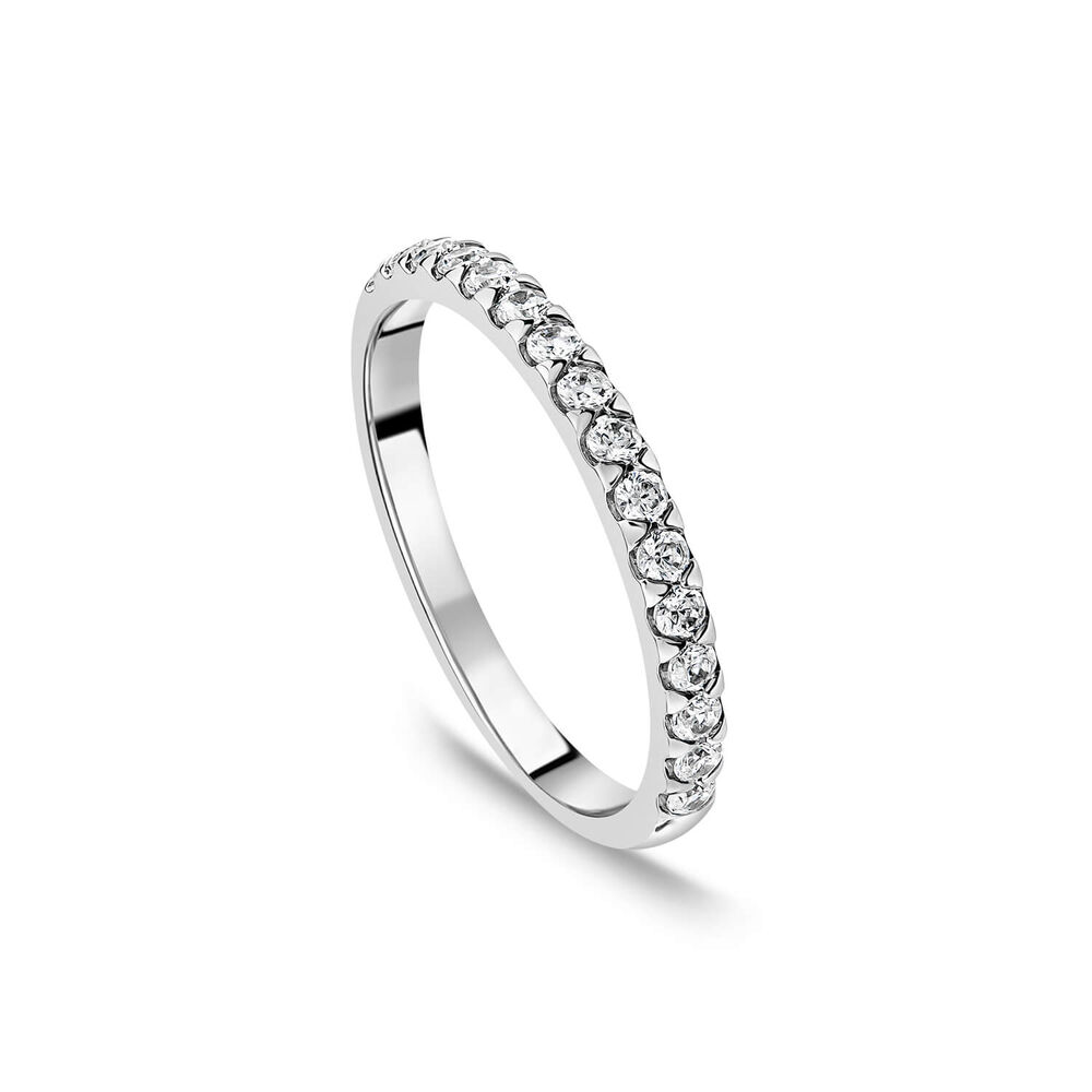 9ct White Gold 2mm 0.25ct Diamond Triangle Claw Wedding Ring- (Special Order)