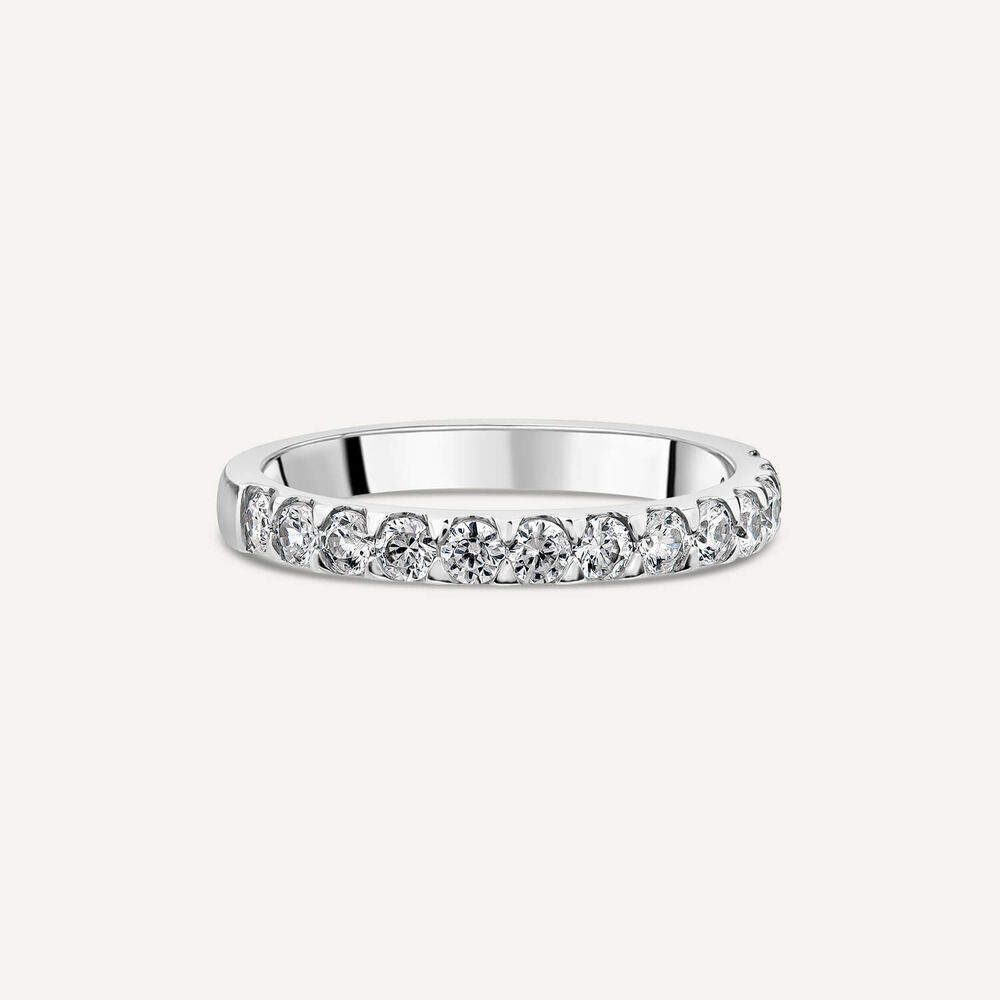 9ct White Gold 2.5mm 0.45ct Diamond Triangle Claw Wedding Ring - Special Order image number 2