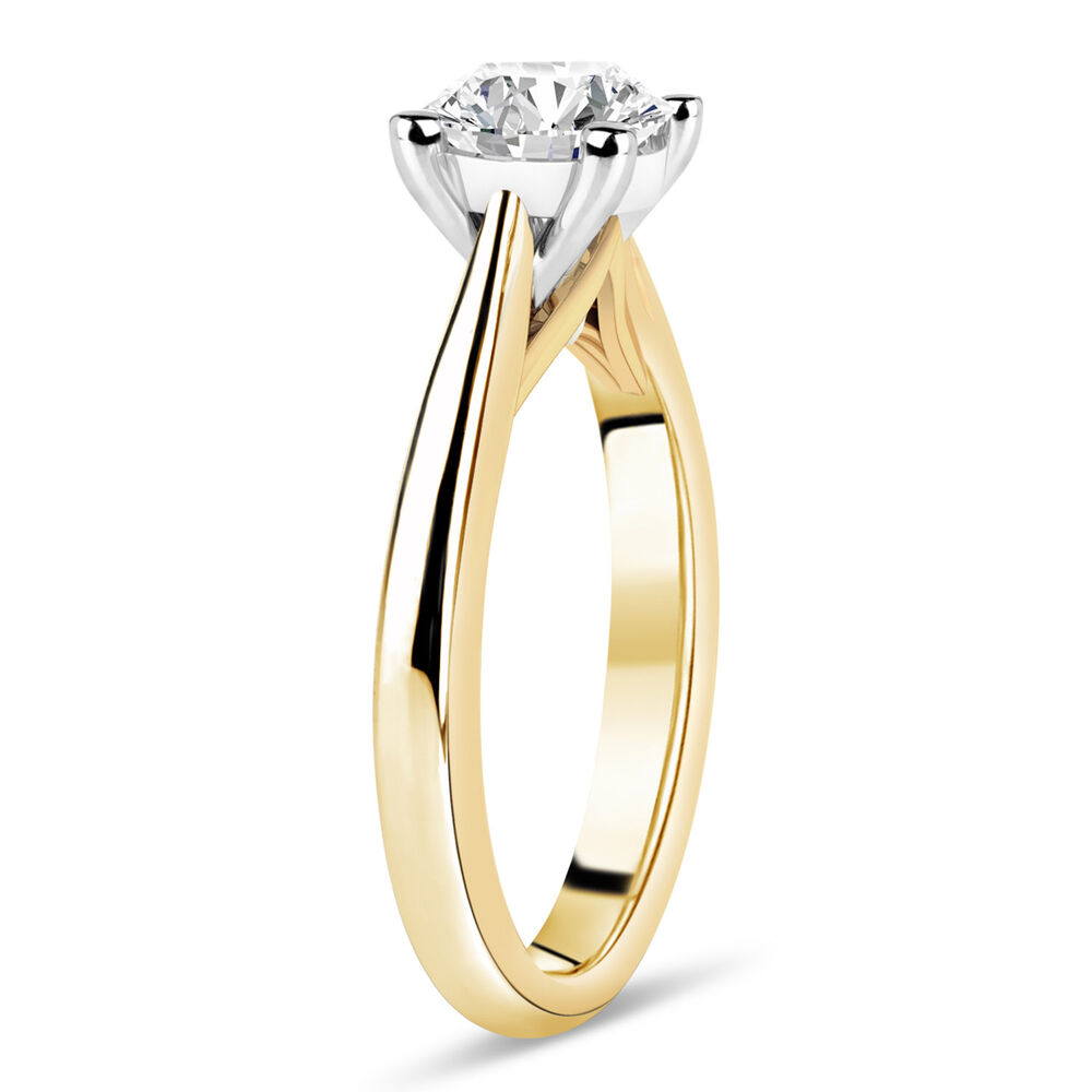 18ct Yellow Gold 1.25ct Round Diamond Orchid Setting Ring image number 3