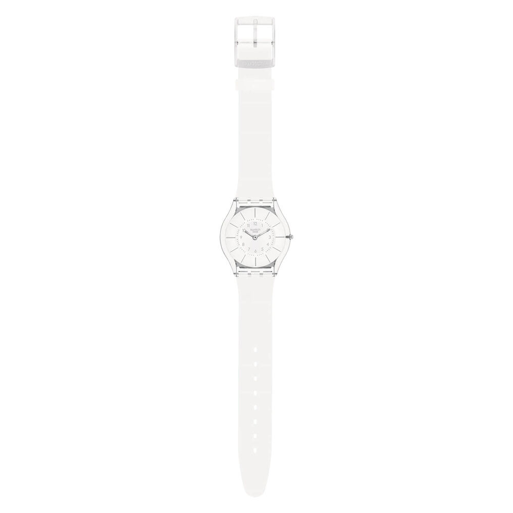 Swatch White Classiness Again White Dial Rubber Strap Watch