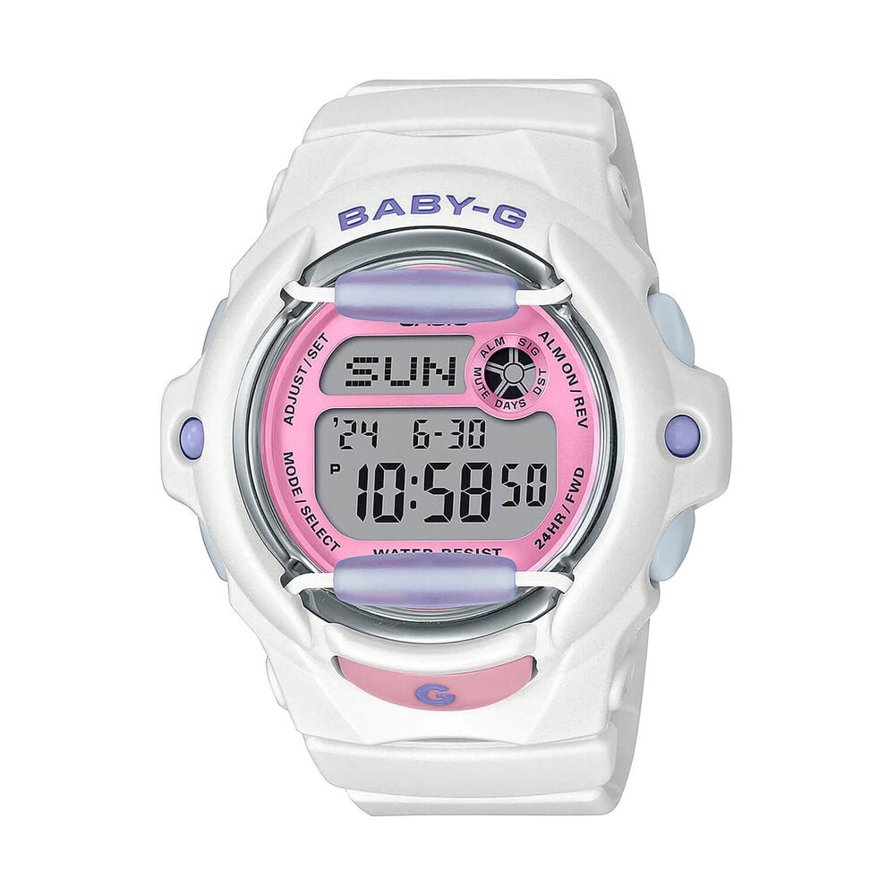Casio BABY-G Beach Style Series 45.9x42.6mm Pink Dial White Resin Strap Watch