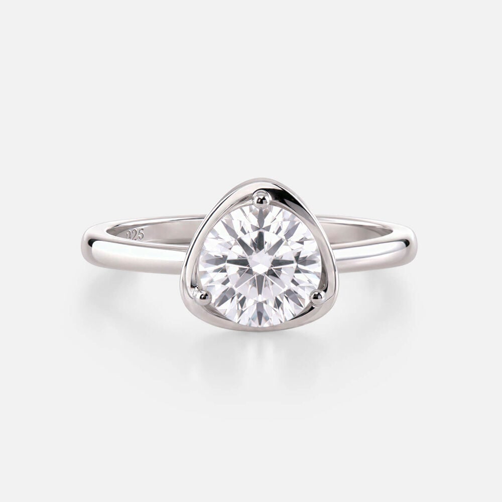 Sterling Silver Cubic Zirconia Polished Triangle Bezel Ring