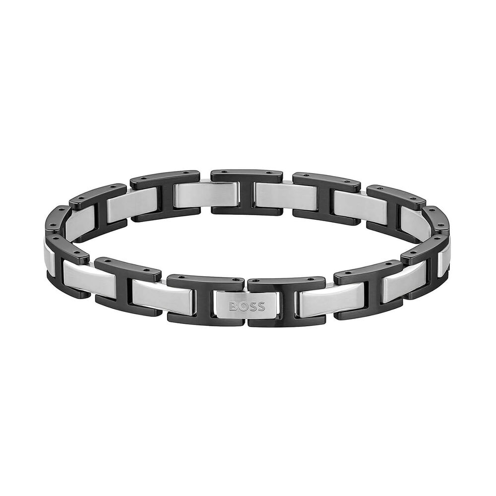 BOSS Nolan Two Tone Black Stainless Steel H-Link Bracelet
