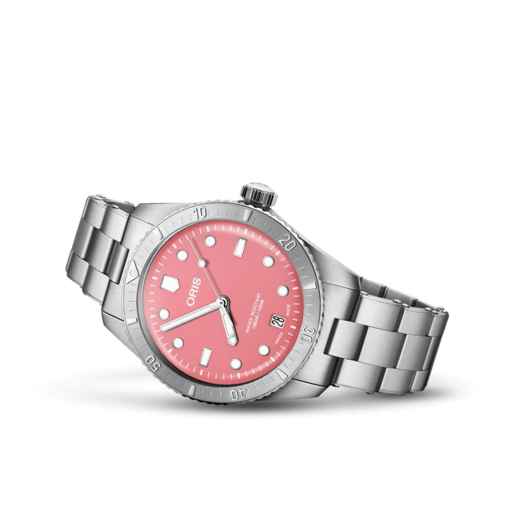 Oris Divers Sixty-Five ‘Cotton Candy’ 38mm Pink Dial Steel Bracelet Watch
