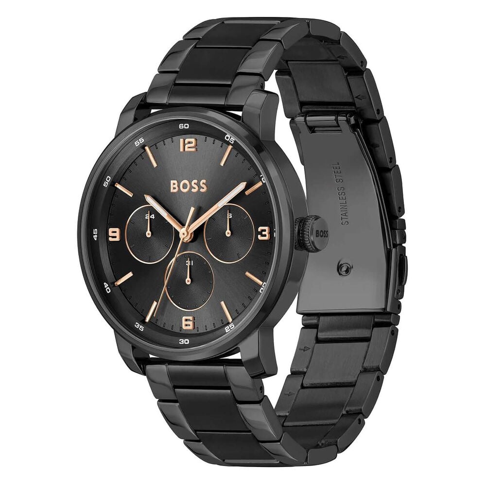 BOSS Contender Chronograph 44mm Black Dial Steel Bracelet Watch