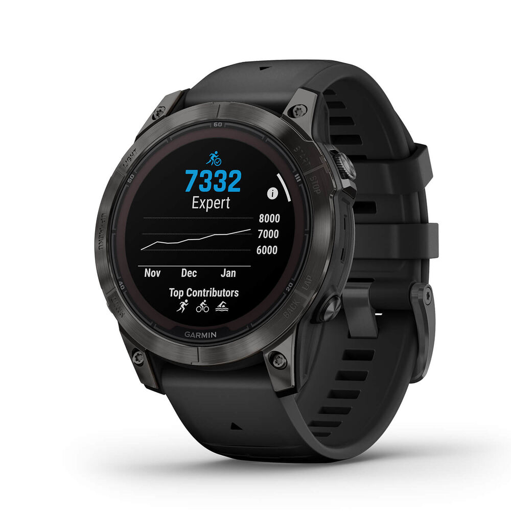 Garmin Fenix 7 Pro Sapphire Solar 47mm Carbon Grey DLC Titanium Case Black Strap Watch image number 0