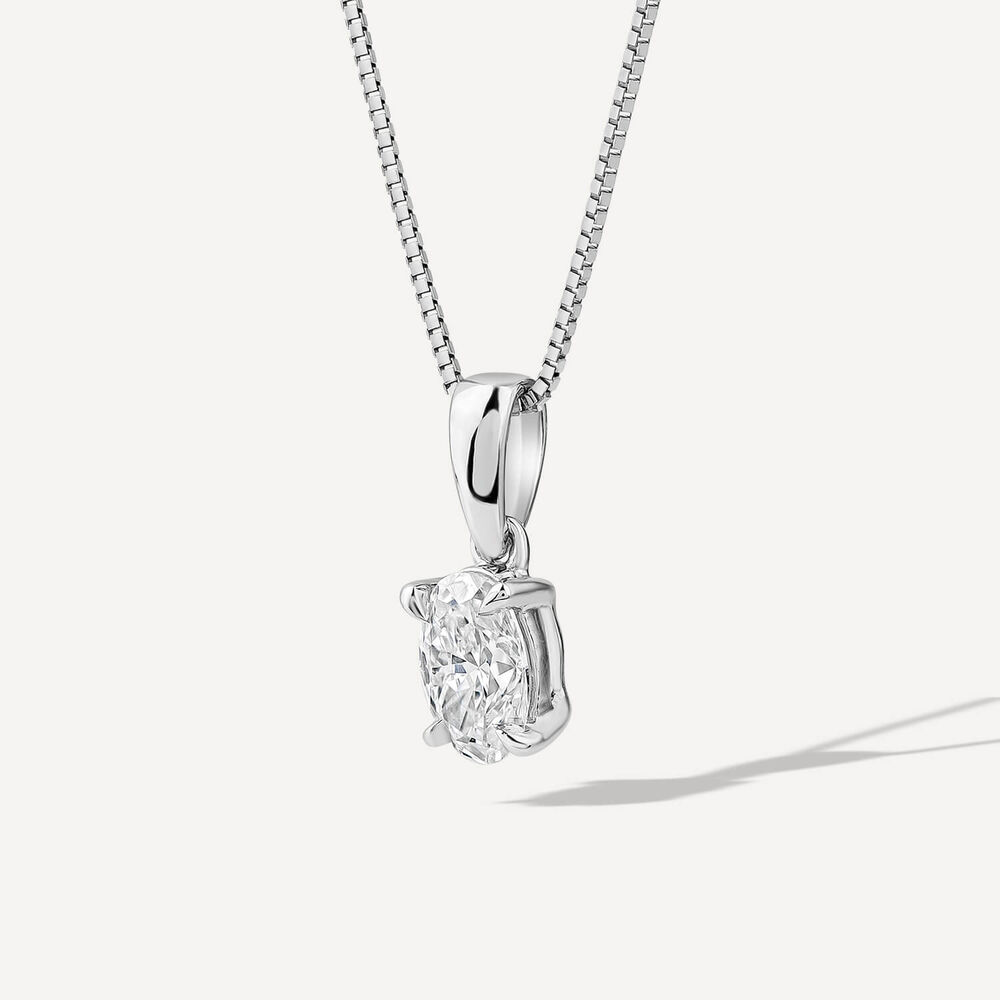 18ct White Gold Lab Grown 0.33ct Oval Diamond Pendant