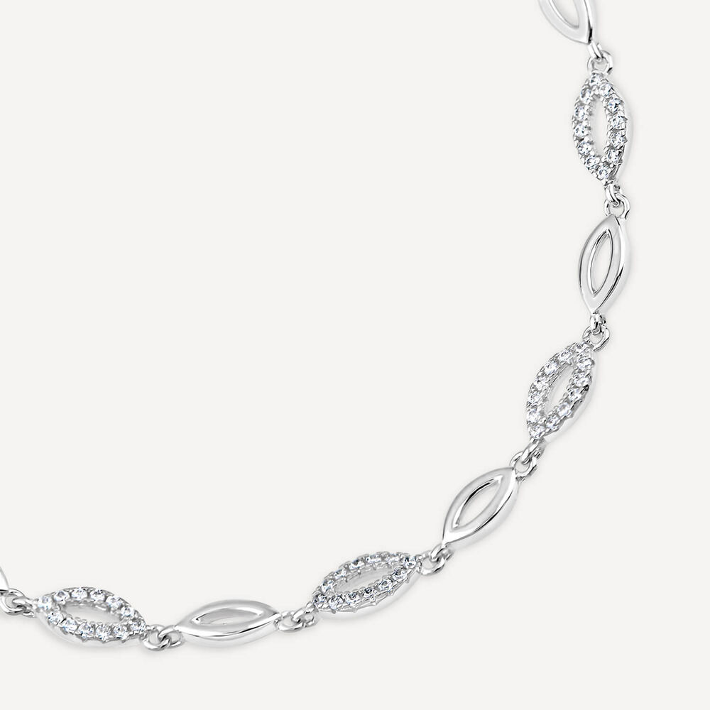 Sterling Silver Marquise Cubic Zirconia Bracelet image number 1